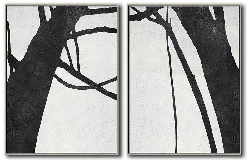 Extra Large Acrylic Painting On Canvas,Set Of 2 Minimal Painting On Canvas - Bedroom Wall Decor